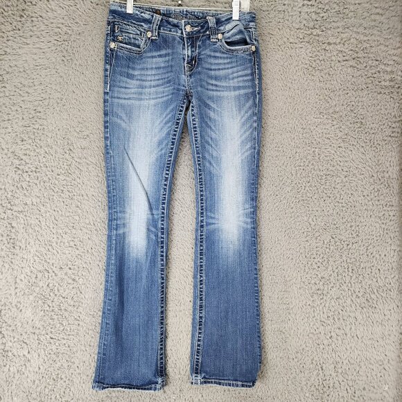 Miss Me Jeans Womens 28 Blue Bootcut Stretch Low Rise *Read* - Picture 1 of 14